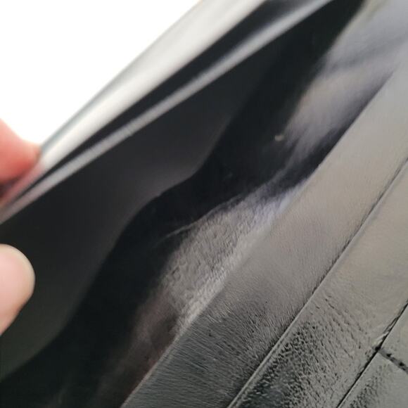 Dunhill Checkbook Card Slim Bill Holder Wallet Black Bifold Leather Croc Vintage - Picture 5 of 11